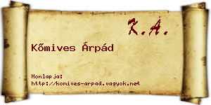 Kőmives Árpád névjegykártya